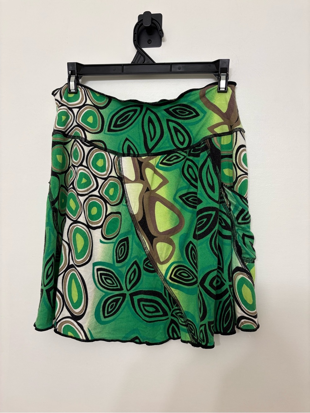 Autumn Teneyl 100% Modal Green Geometric Festival Skirt Patchwork Size Large - Picture 4 of 7